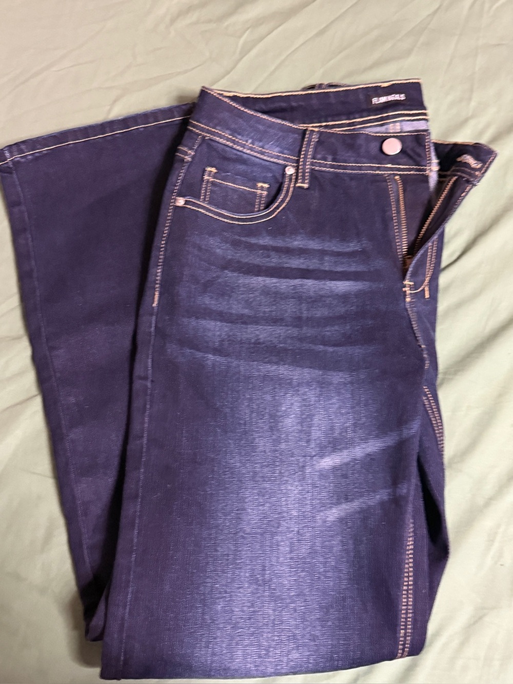 Women's Navy Bootcut Jeans with Contrast Stitching